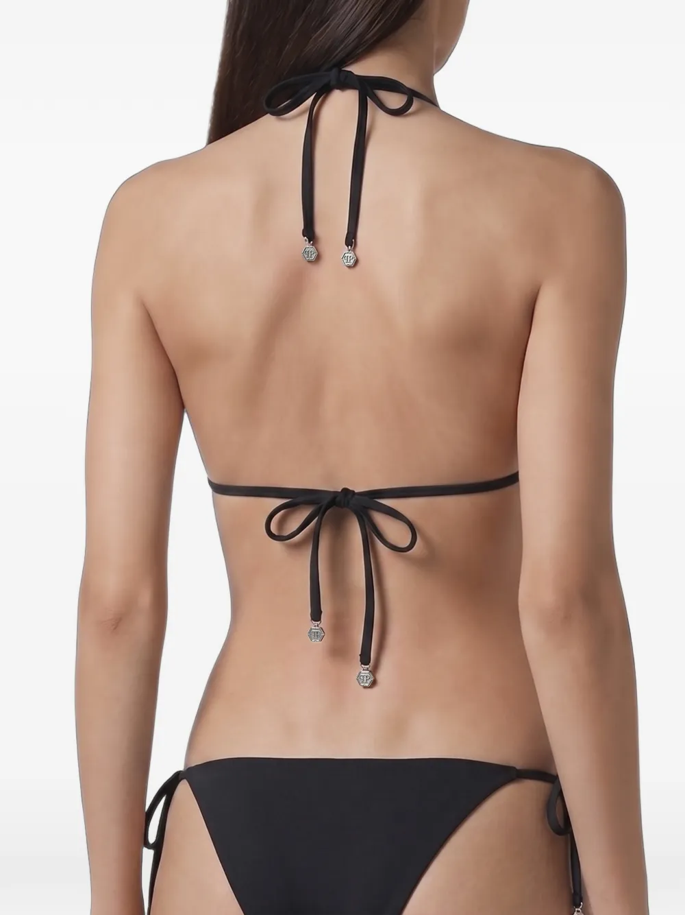 Philipp Plein Hexagon bikini met logoplakkaat Zwart