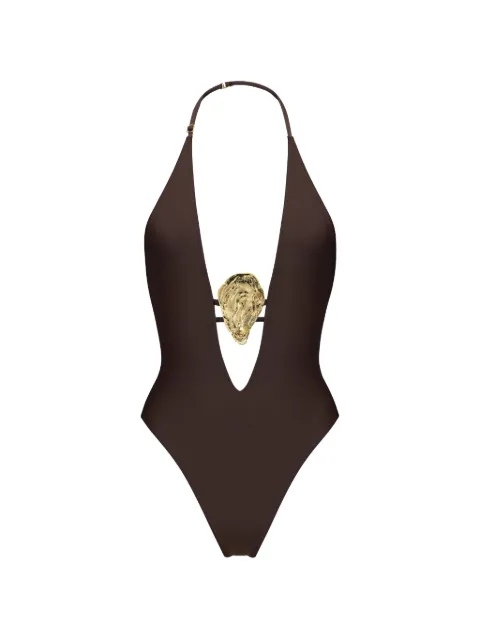 KOROBEYNIKOV oyster-detail halterneck swimsuit