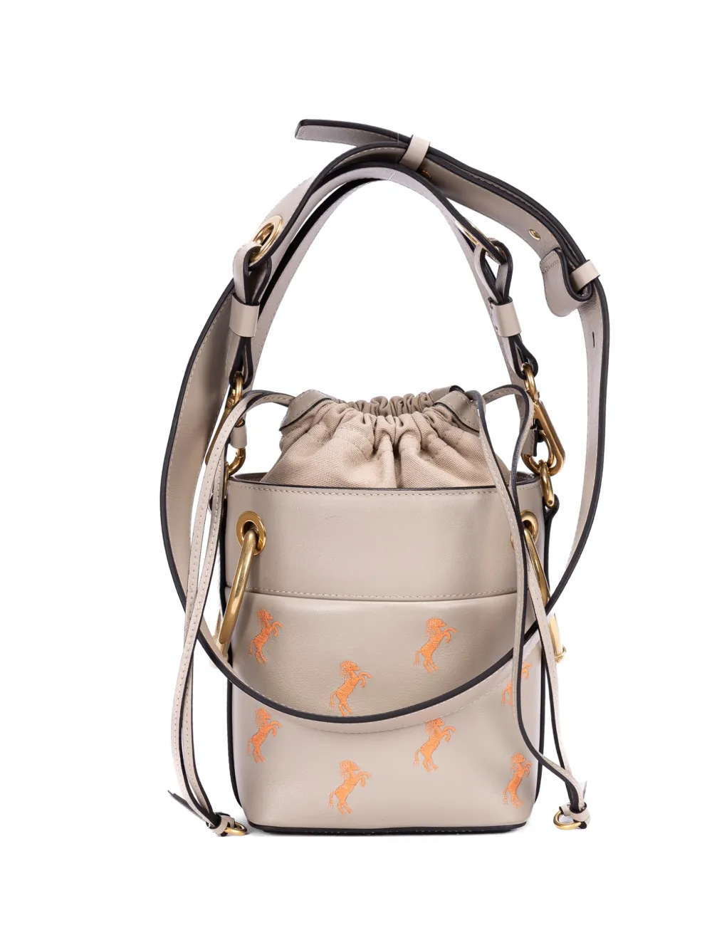 Chloé Pre-Owned Roy horse-print bucket bag - Toni neutri