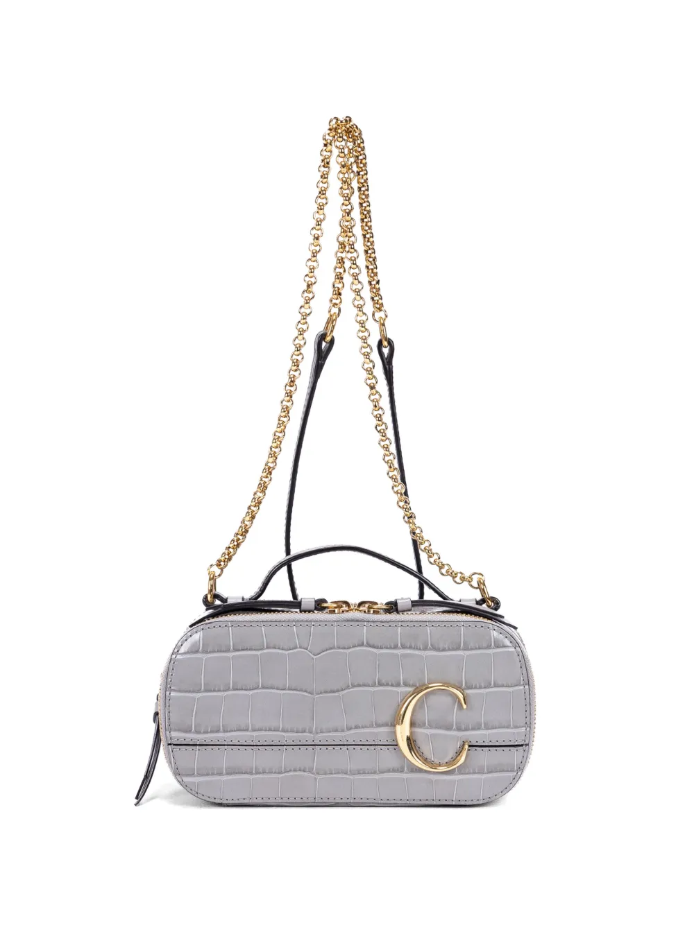 Chloé Pre-Owned C crocodile-effect shoulder bag - Grigio