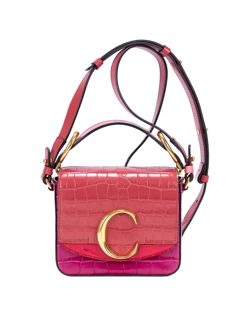 Chloé Pre-Owned C crocodile-effect shoulder bag - Rosa