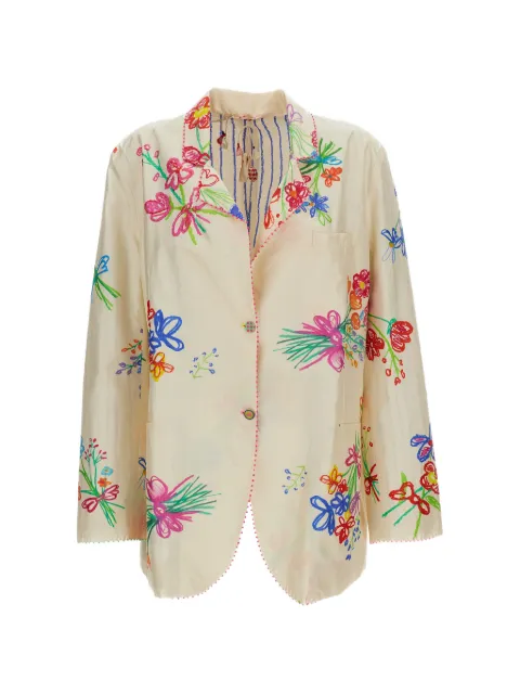 Pero floral-print silk blazer