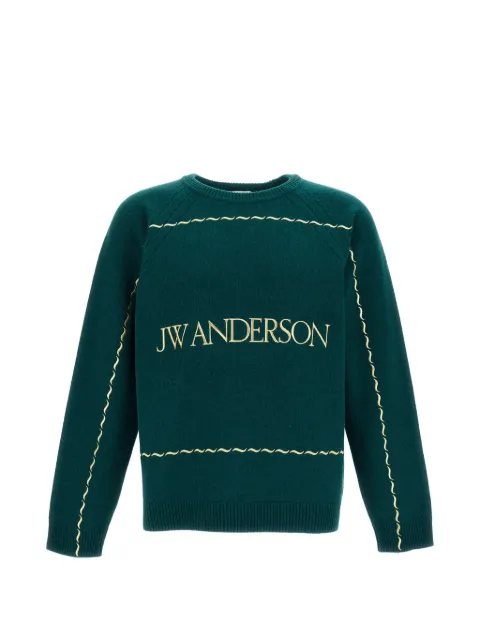 JW Anderson logo-embroidered wavy-stitch knit