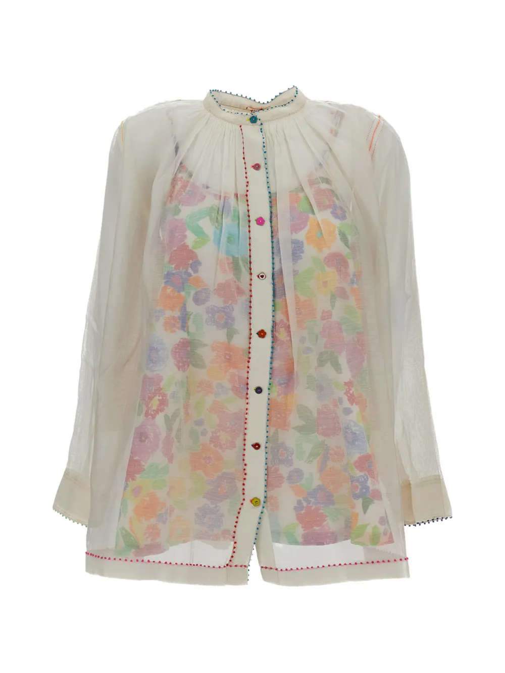 Pero floral-print layered blouse - Neutrals