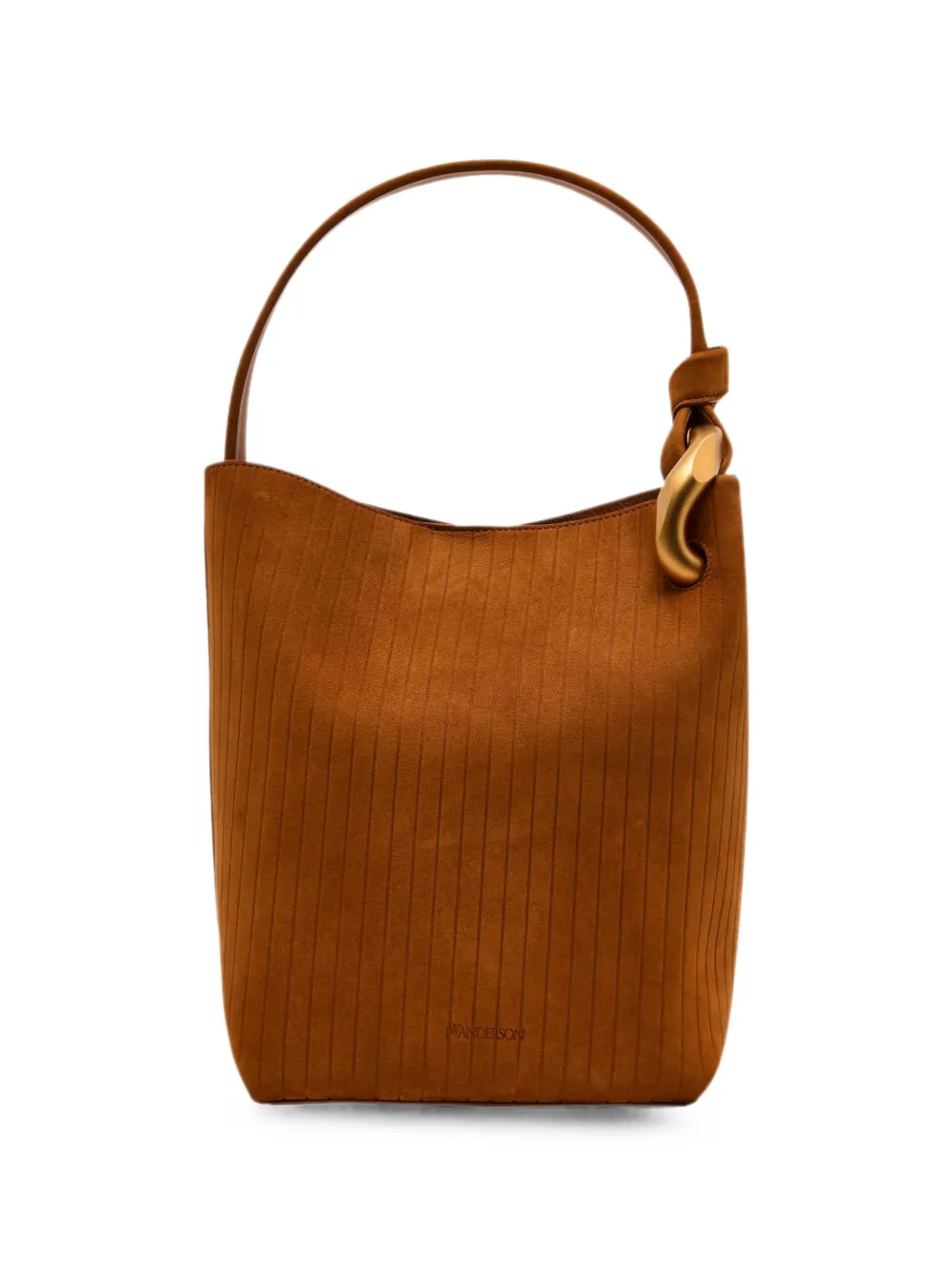 JW Anderson logo-debossed leather bucket bag - Marrone