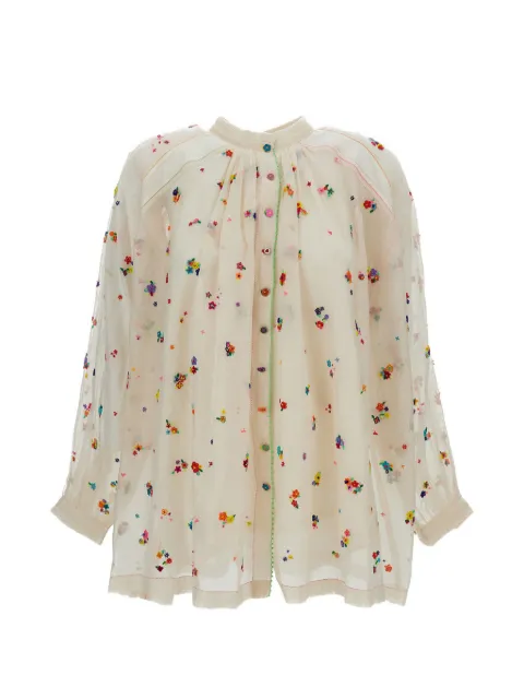 Pero bead-embroidered loose-fit blouse
