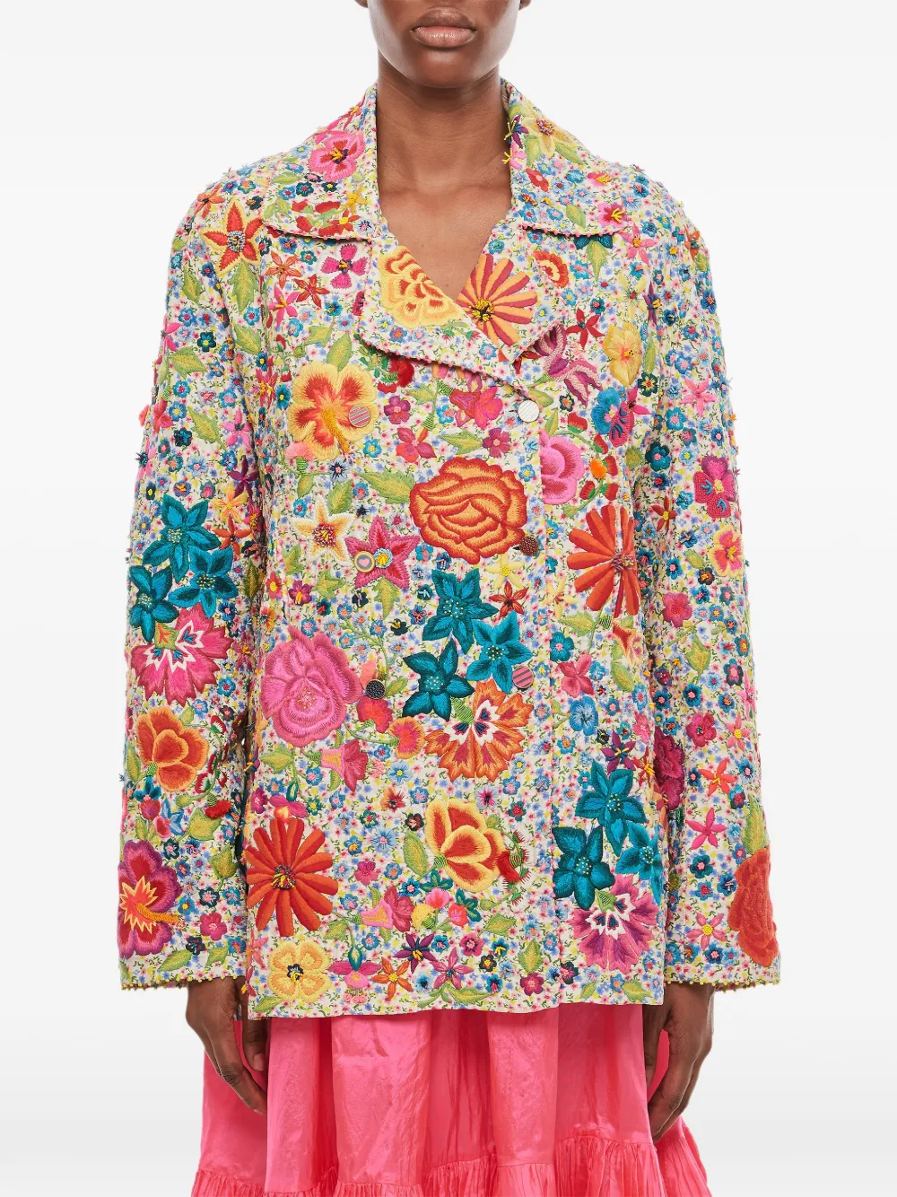 Pero floral-embellished double-breasted jacket - Blau