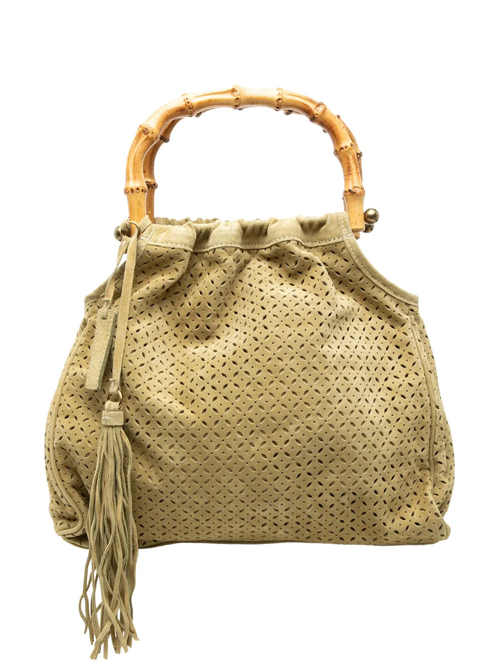 Miu Miu Pre-Owned 1993-2000 Laser Cut Suede Bamboo Top Handle Bag handbag - Toni neutri