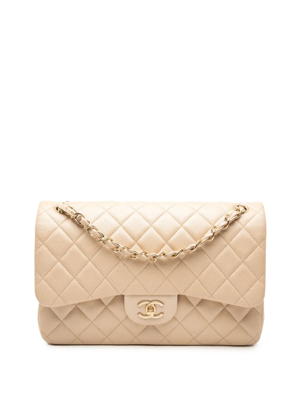 CHANEL Pre-Owned 2014-2015 Jumbo Classic Caviar Double Flap shoulder bag - Toni neutri