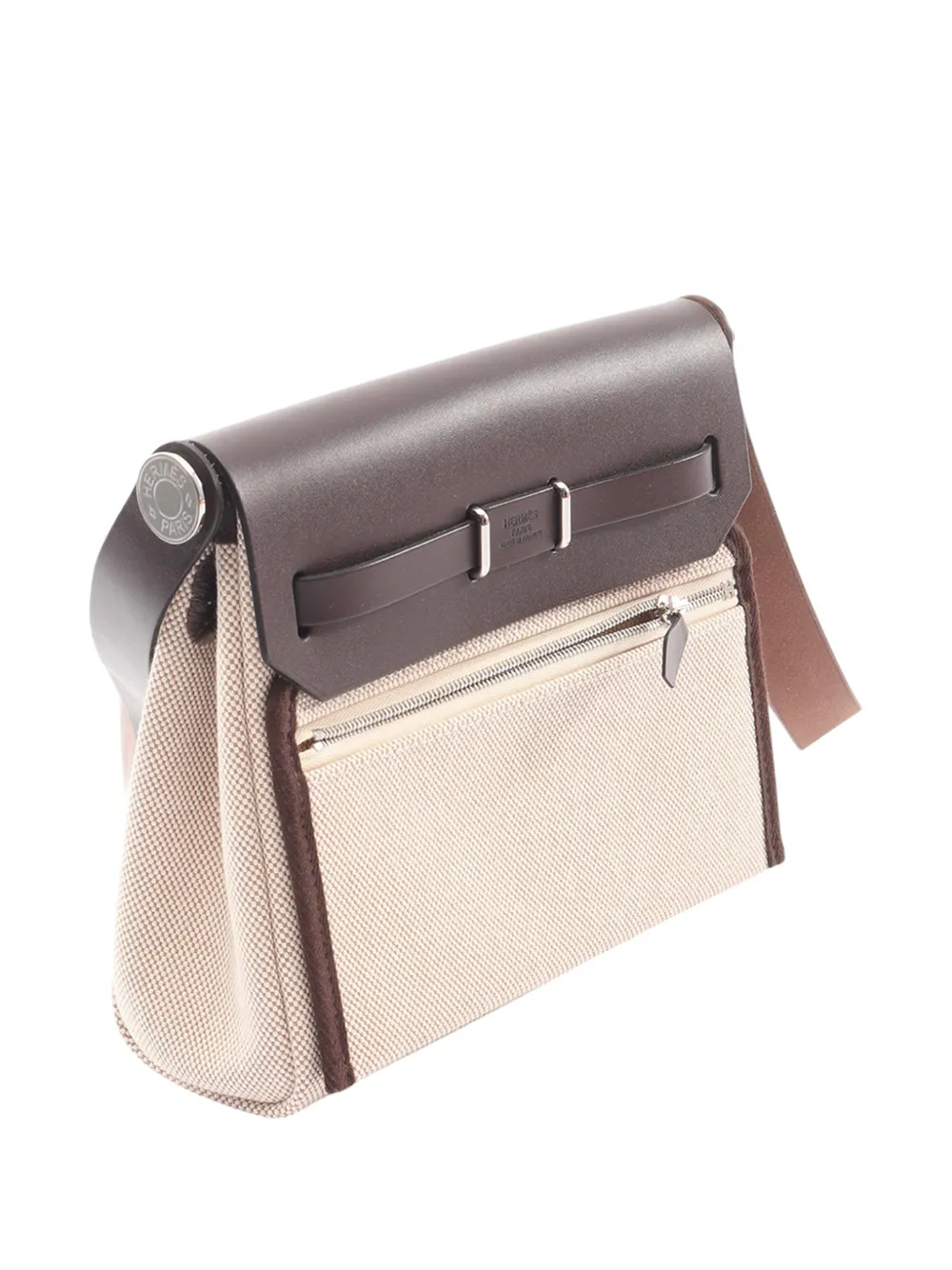  Hermès Pre-owned Borsa A Tracolla Military Herbag 20 In Tela Toile E Pelle Vache Hunter 2025 - Toni Neutri 