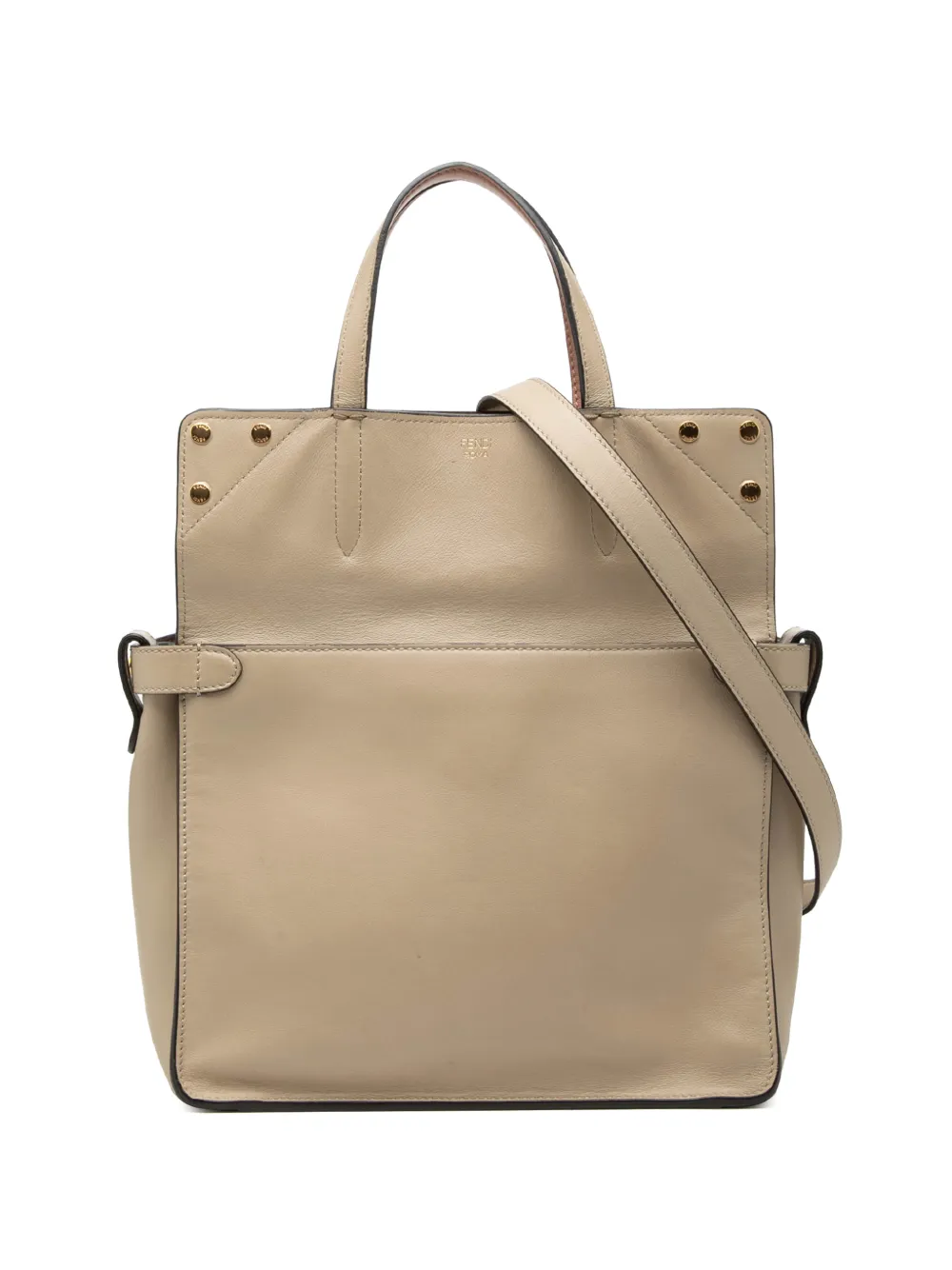 Fendi Pre-Owned 2010-2026 Vitello Grace and Suede Flip satchel - Nude