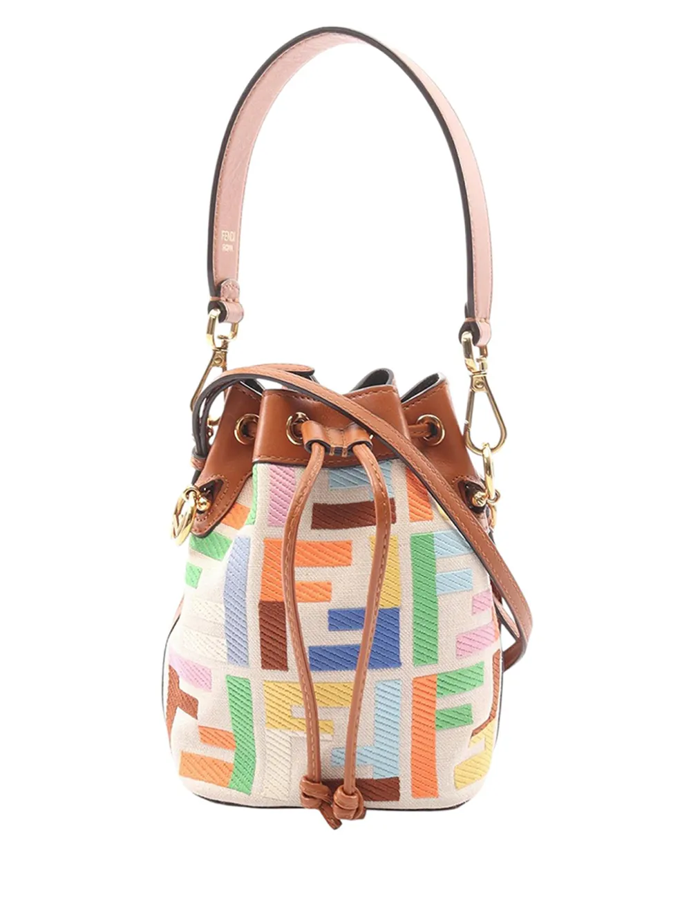 Fendi Pre-Owned 2010-2026 Mini Zucca Embroidered Canvas Mon Tresor Bucket Bag satchel - Toni neutri