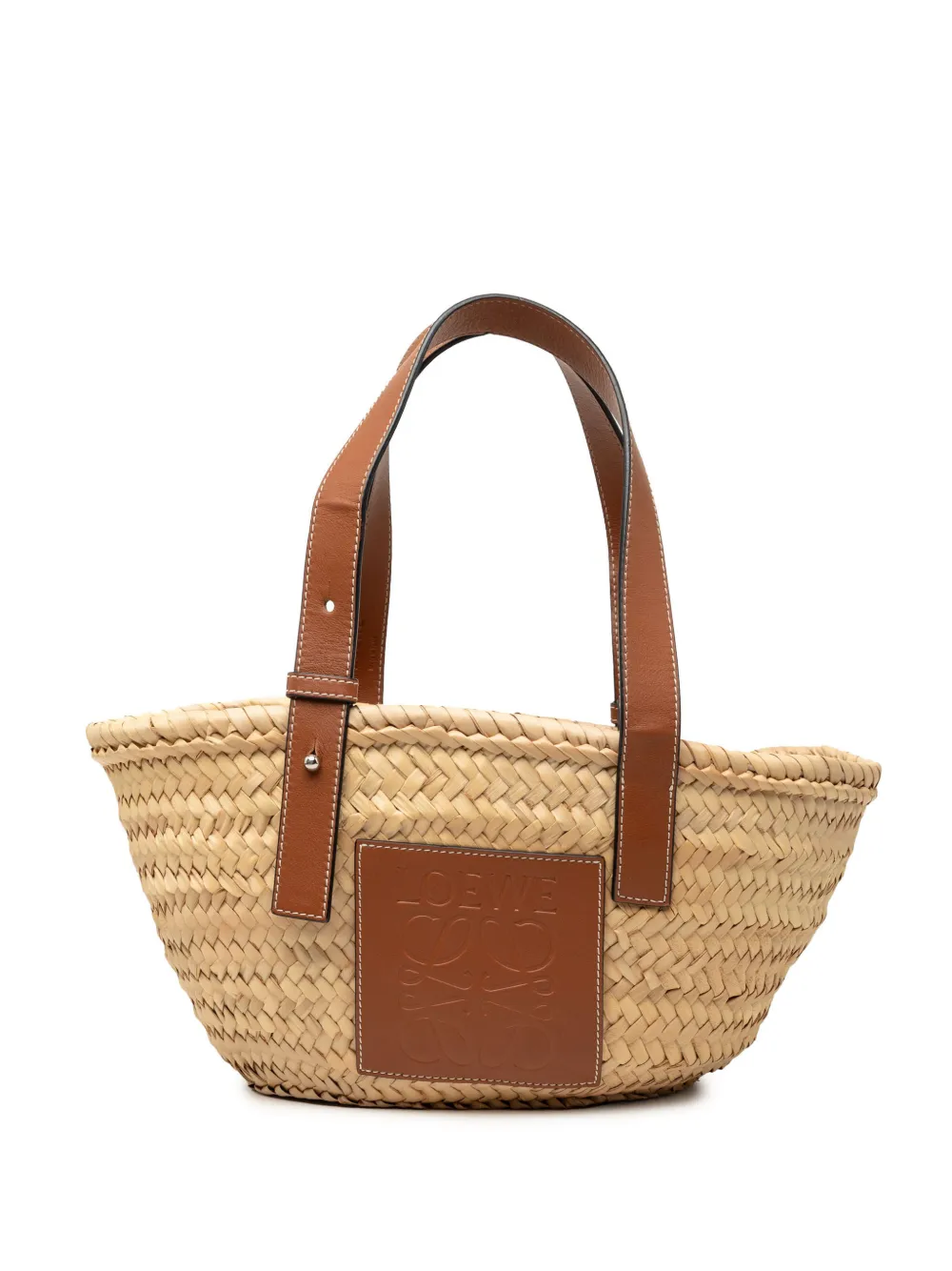 Loewe Pre-Owned 2019 Small Raffia Anagram Basket tote bag - Toni neutri