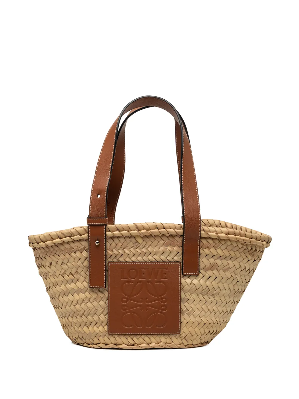 Loewe Pre-Owned 2019 Small Raffia Anagram Basket tote bag - Nude
