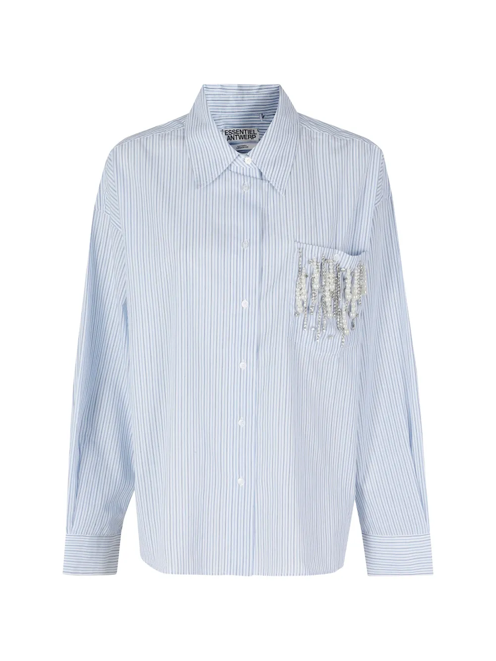 Essentiel Antwerp Jommeke striped embellished-pocket shirt - Blau