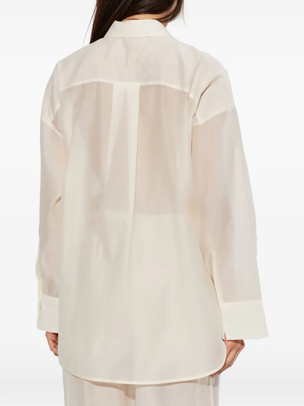 By Malene Birger Derris doorzichtig button-up blouse Beige