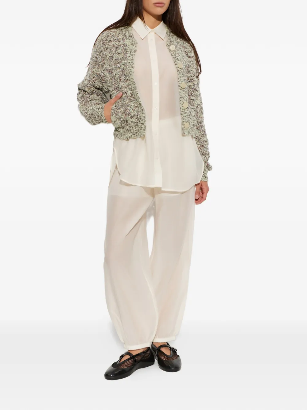 By Malene Birger Derris doorzichtig button-up blouse Beige