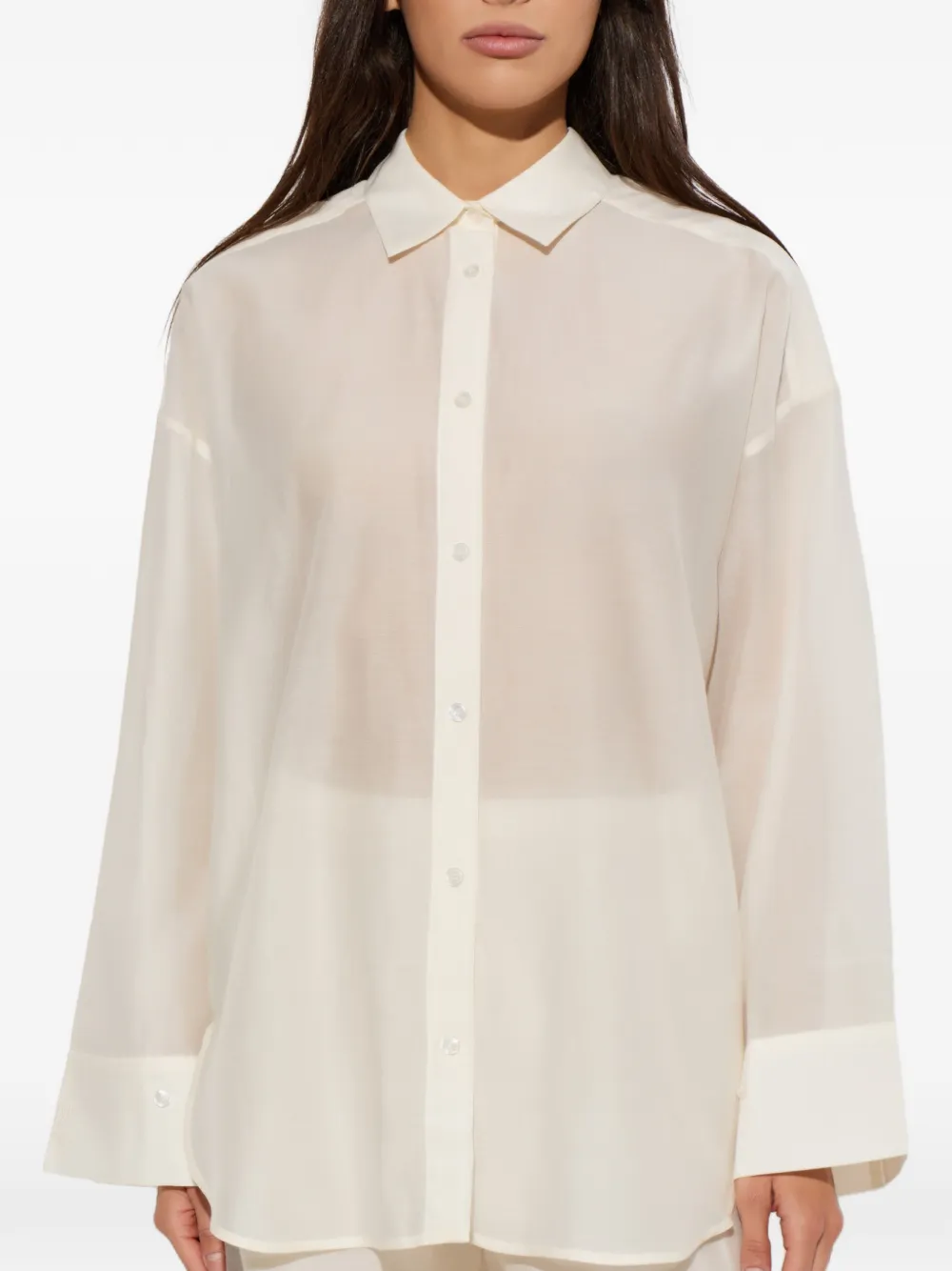 By Malene Birger Derris doorzichtig button-up blouse Beige