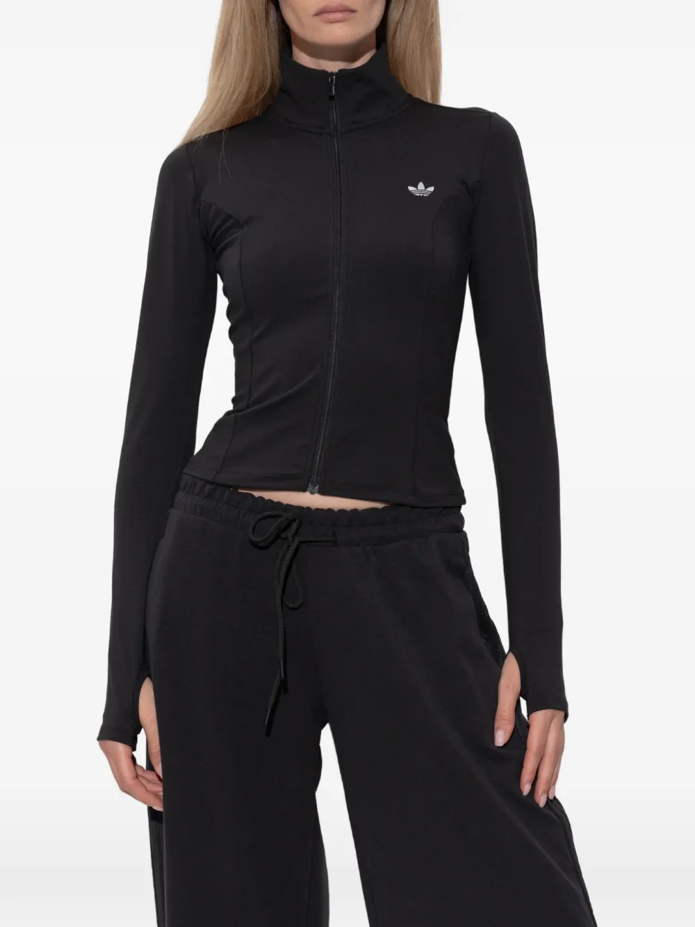 adidas Sweater met logoprint en rits Zwart