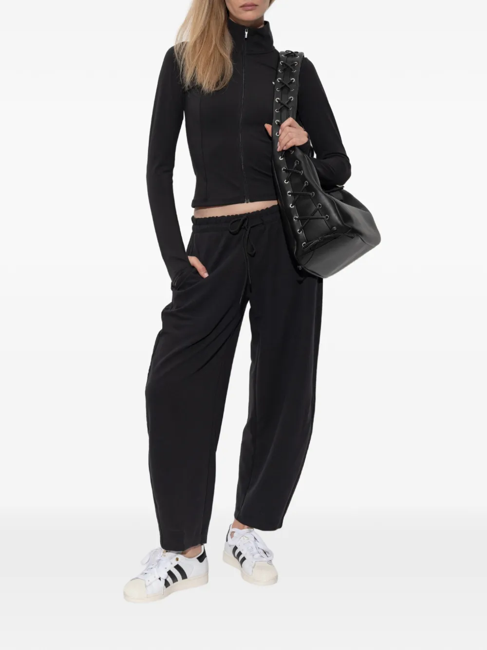 adidas Sweater met logoprint en rits Zwart