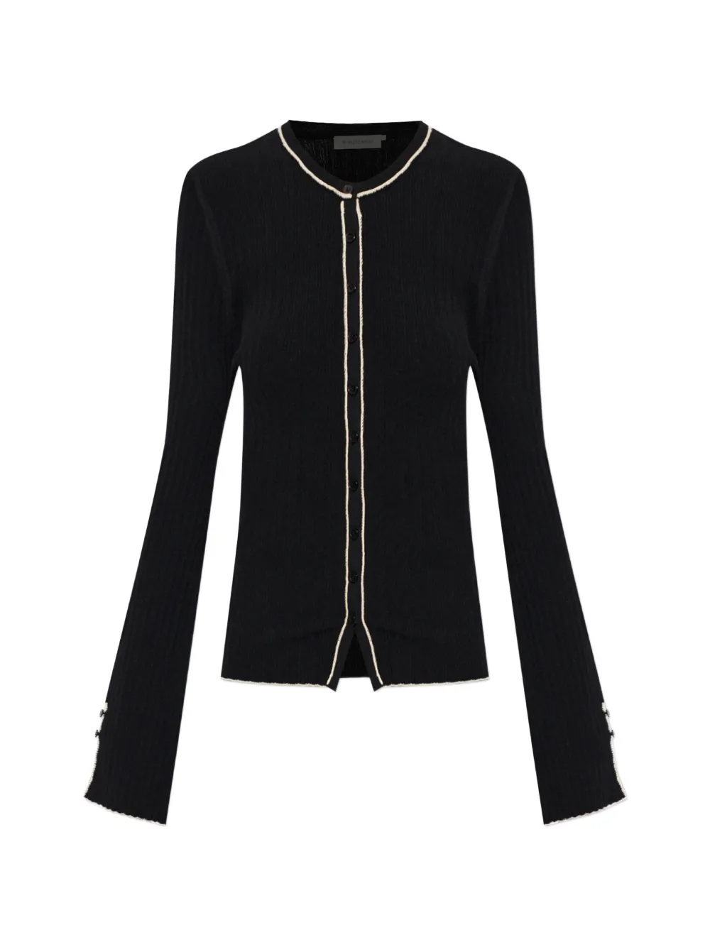By Malene Birger Benny ribbed-knit contrast-trim cardigan - Schwarz