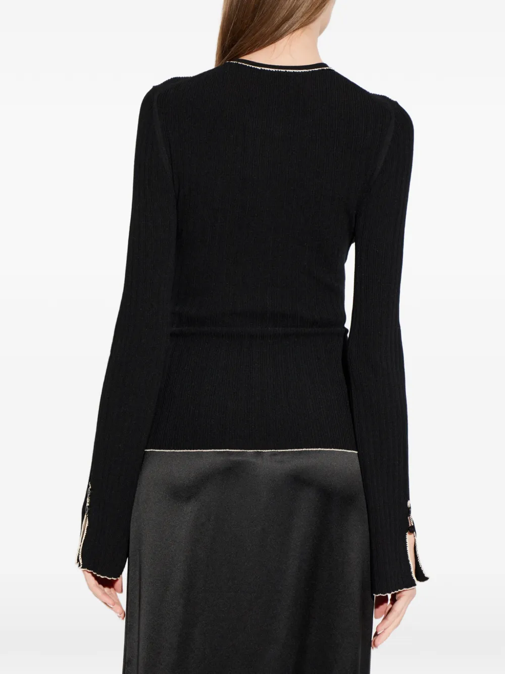 By Malene Birger Benny ribgebreid vest met contrasterende afwerking Zwart