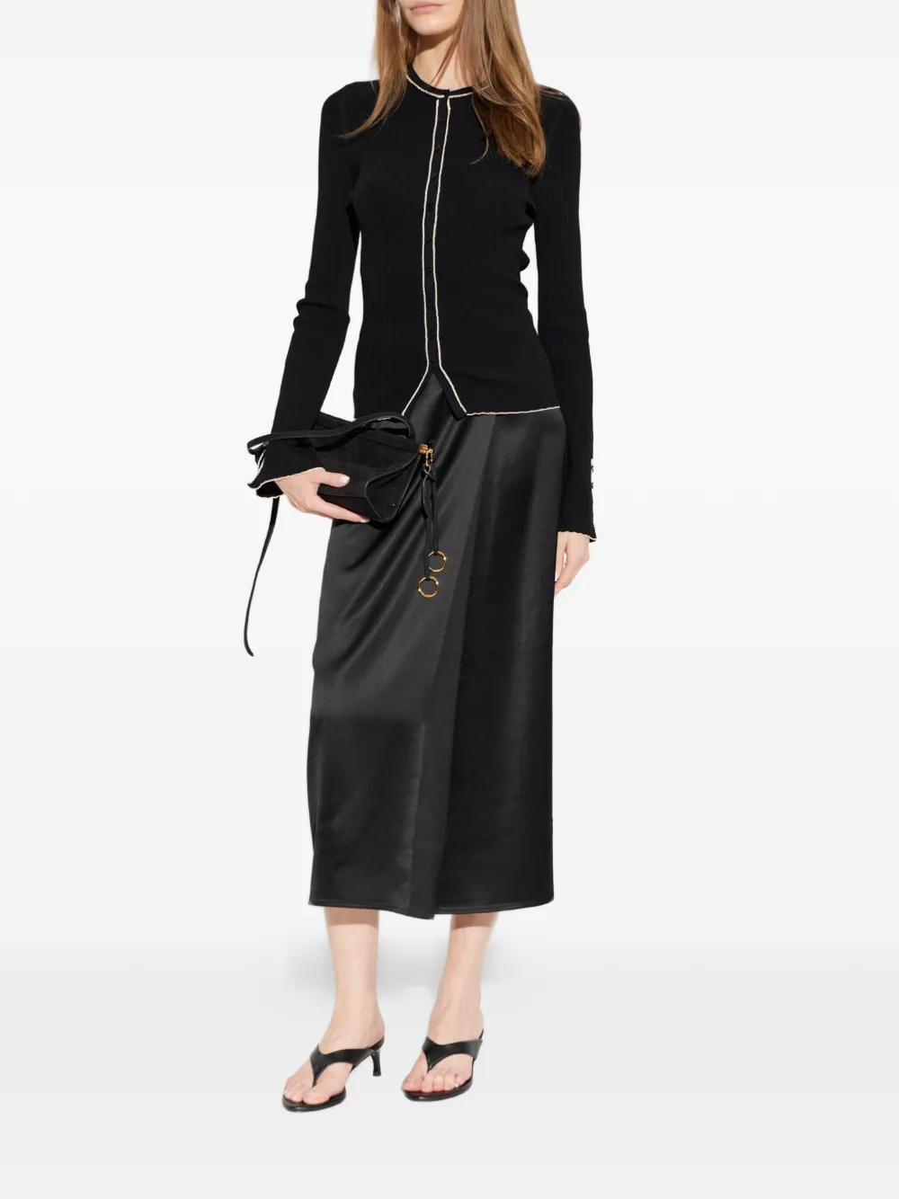 By Malene Birger Benny ribgebreid vest met contrasterende afwerking Zwart