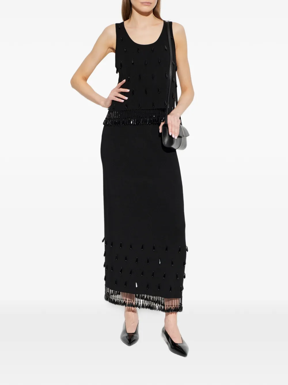 By Malene Birger Hysa top verfraaid met kralen Zwart