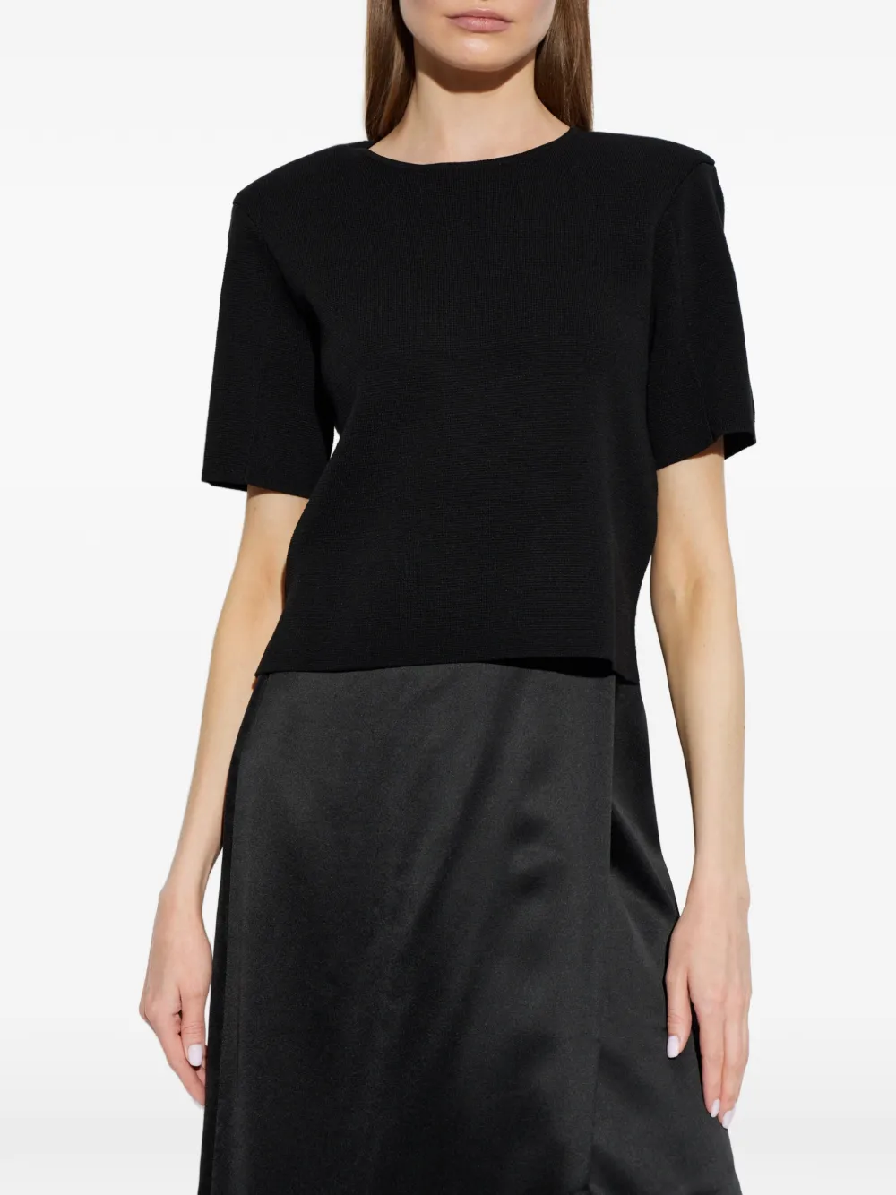 By Malene Birger Amber trui met korte mouwen en schoudervullingen Zwart