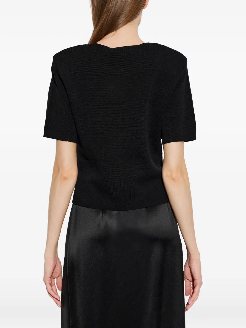 By Malene Birger Amber trui met korte mouwen en schoudervullingen Zwart