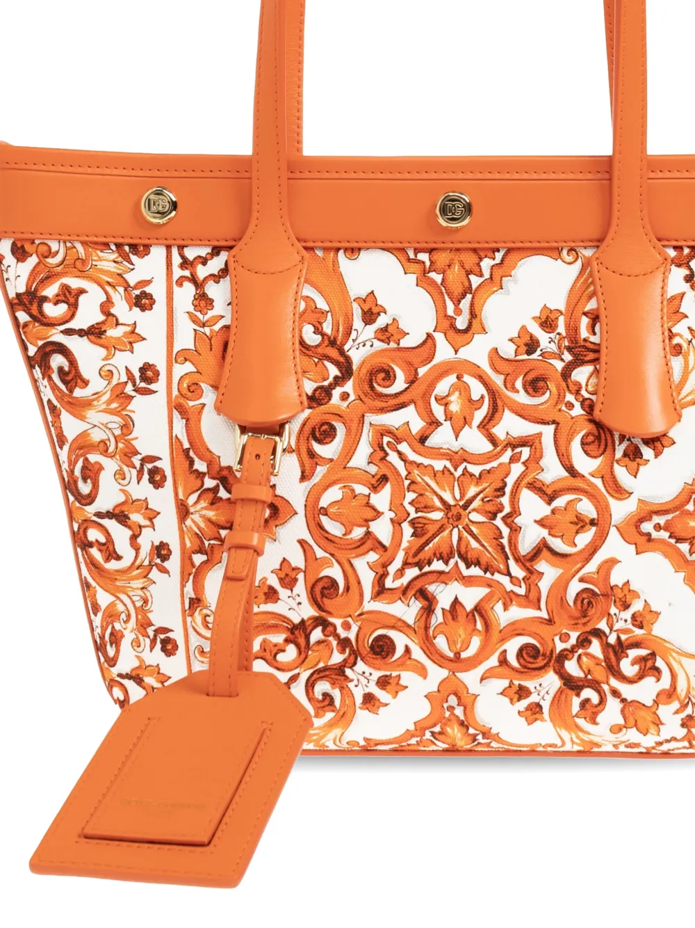 Dolce & Gabbana Atene shopper met majolica-print en leren afwerking Wit