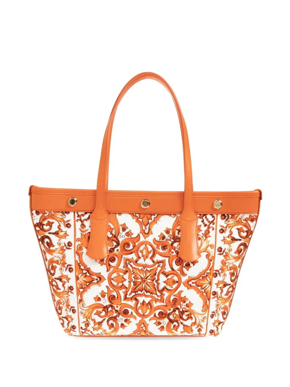 Dolce & Gabbana Atene shopper met majolica-print en leren afwerking Wit