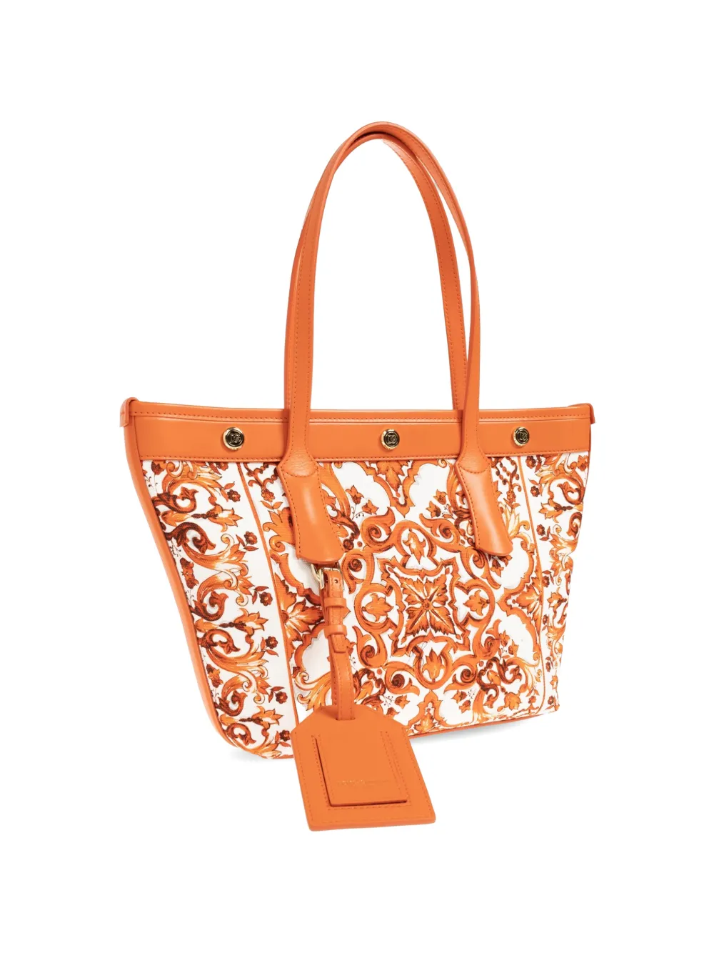 Dolce & Gabbana Atene shopper met majolica-print en leren afwerking Wit