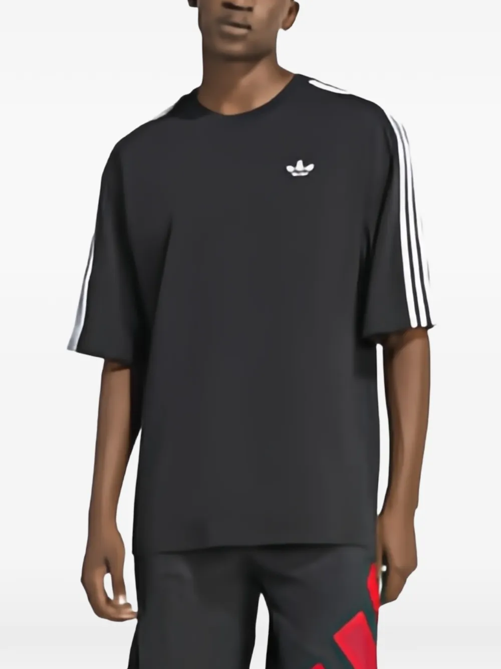 adidas logo-embroidered stripe-detail T-shirt - Nero