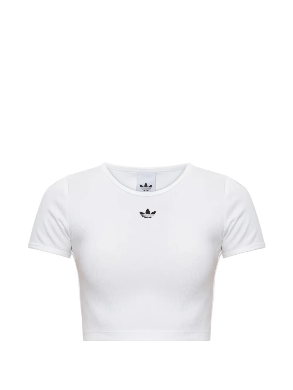 adidas logo ribbed crop T-shirt - Bianco