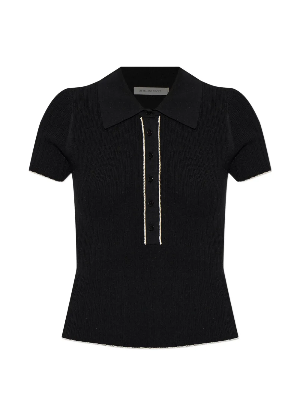 By Malene Birger Benita ribbed-knit polo shirt - Nero