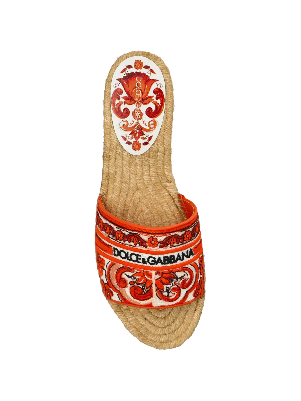 Dolce & Gabbana Maiolica-pattern flat espadrilles Oranje