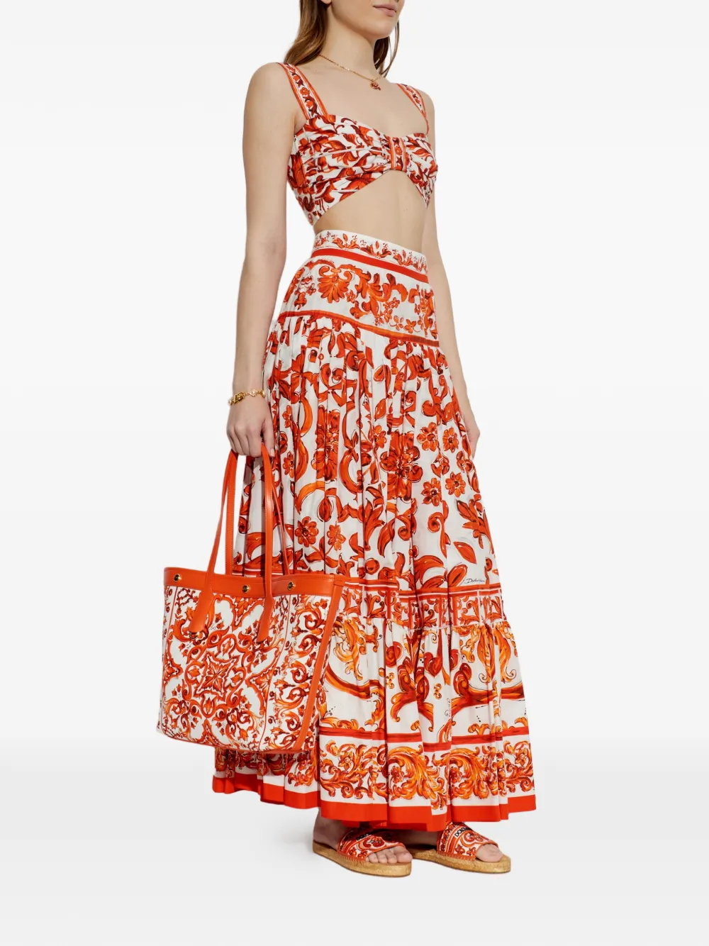 Dolce & Gabbana Maiolica-pattern flat espadrilles Oranje
