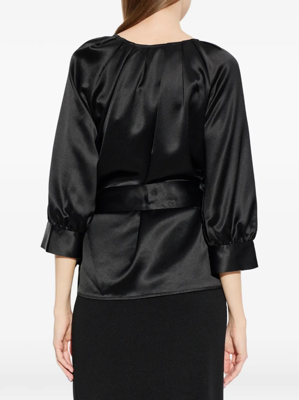 By Malene Birger Pacey wikkelblouse met gestrikte zijkant Zwart