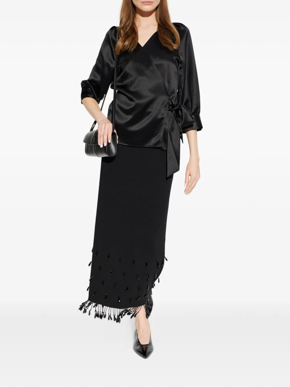 By Malene Birger Pacey wikkelblouse met gestrikte zijkant Zwart