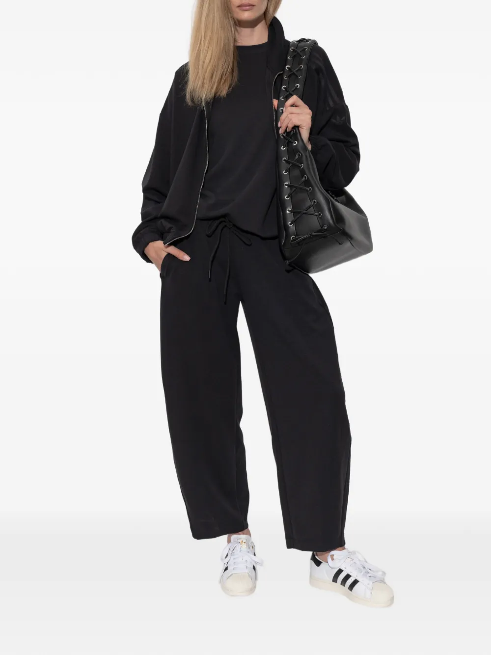 adidas Sweater met drie strepen en opstaande kraag Zwart
