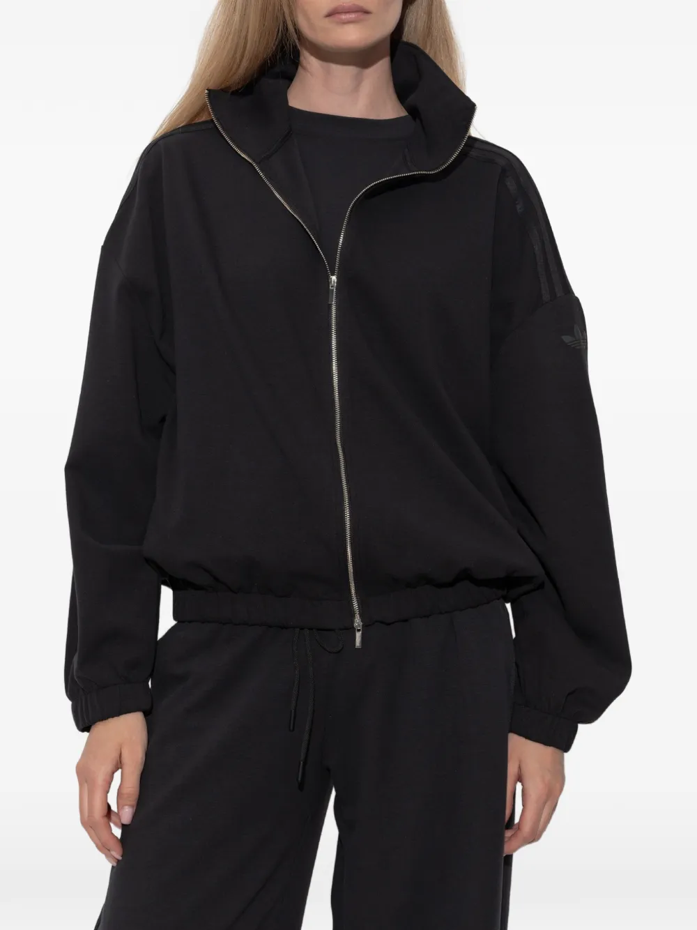 adidas Sweater met drie strepen en opstaande kraag Zwart