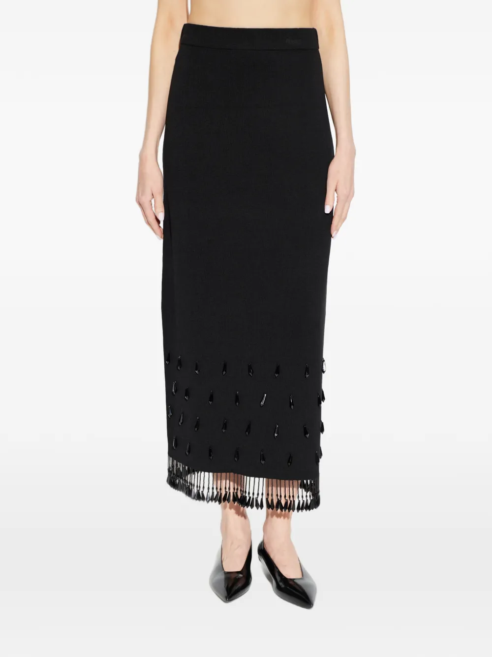 By Malene Birger Estilla maxi-rok met kralen en franje Zwart