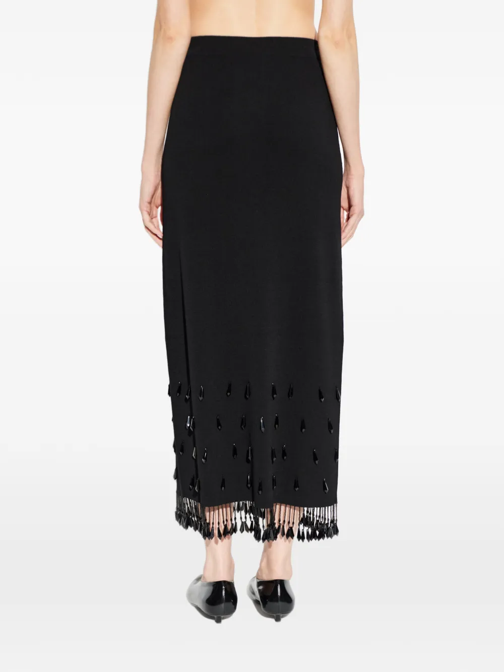By Malene Birger Estilla maxi-rok met kralen en franje Zwart