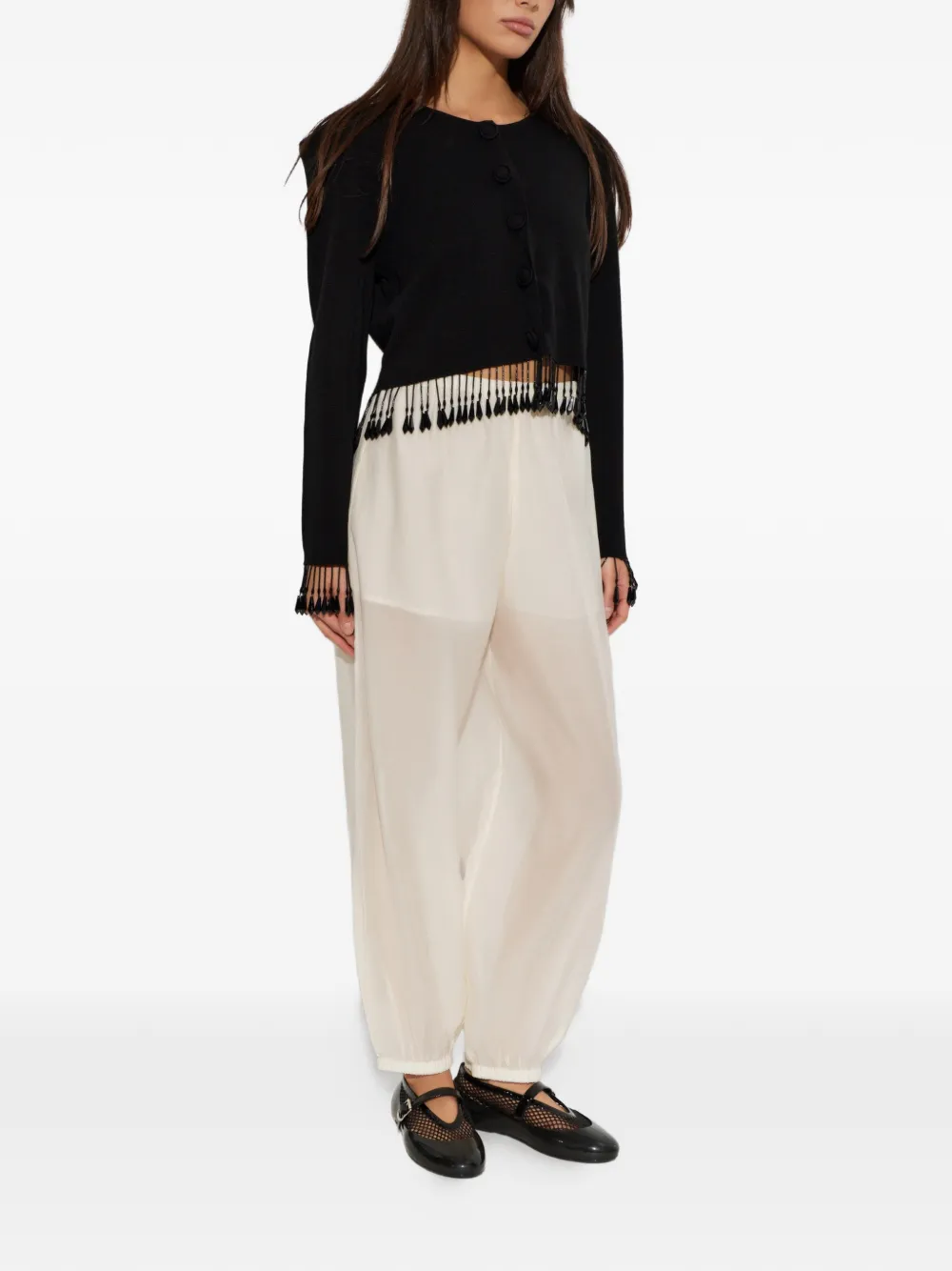 By Malene Birger Shelly vest met kralen franje Zwart