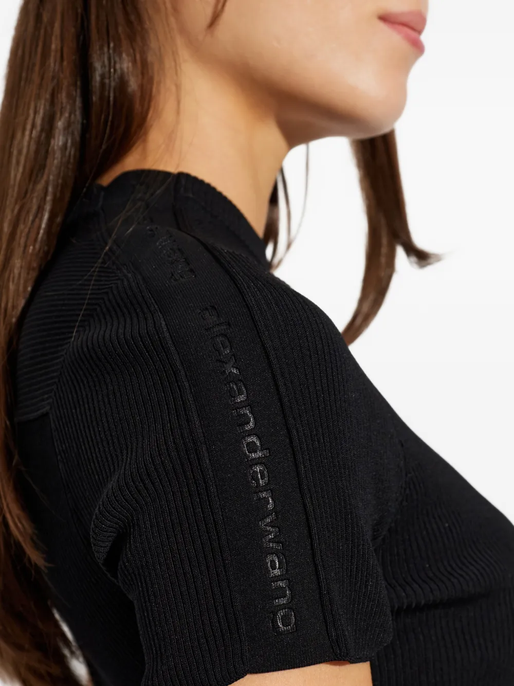 Alexander Wang Geribbeld T-shirt met geborduurd logo Zwart