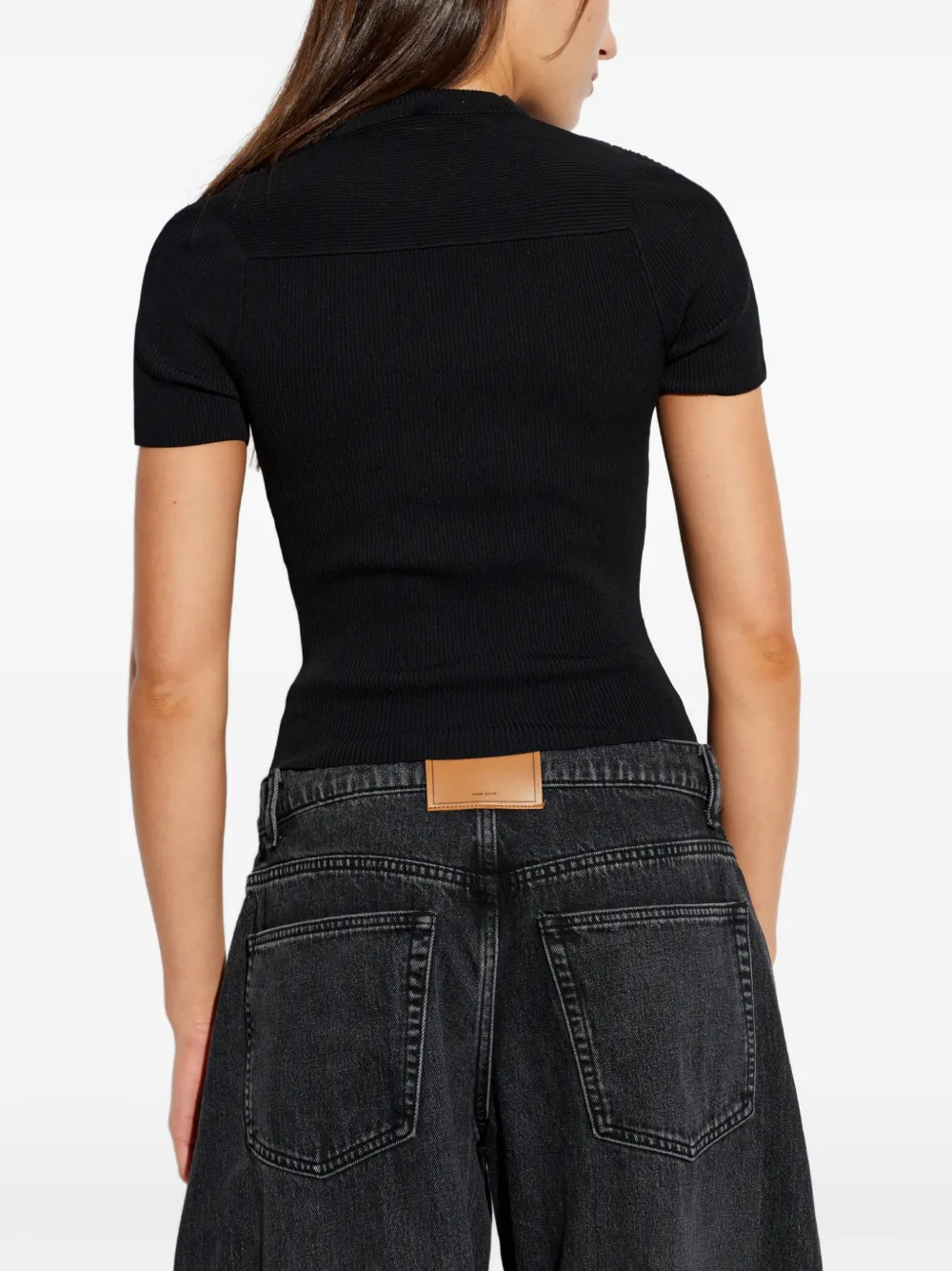 Alexander Wang Geribbeld T-shirt met geborduurd logo Zwart