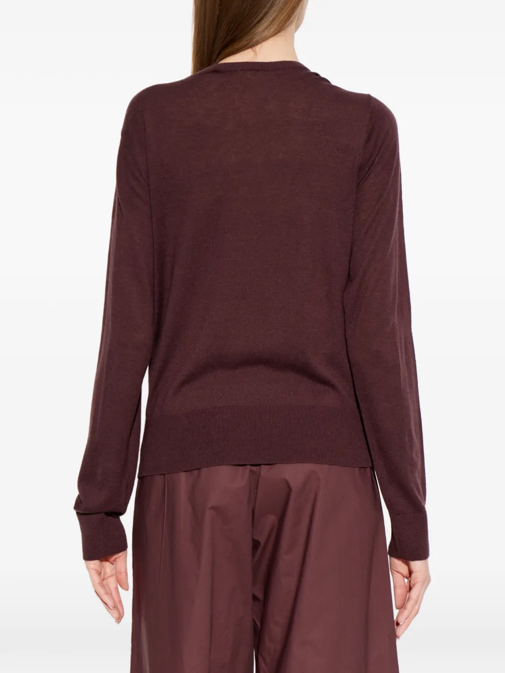 By Malene Birger Gwen trui met vierkante hals en geribbelde afwerking Bruin