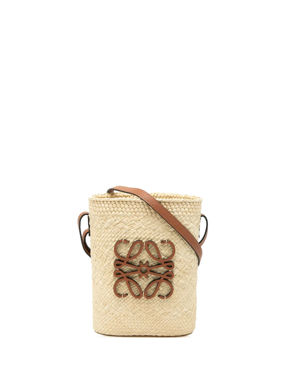 Loewe Pre-Owned 2024 Paulas Ibiza Raffia Anagram Square Pocket bucket bag - Toni neutri