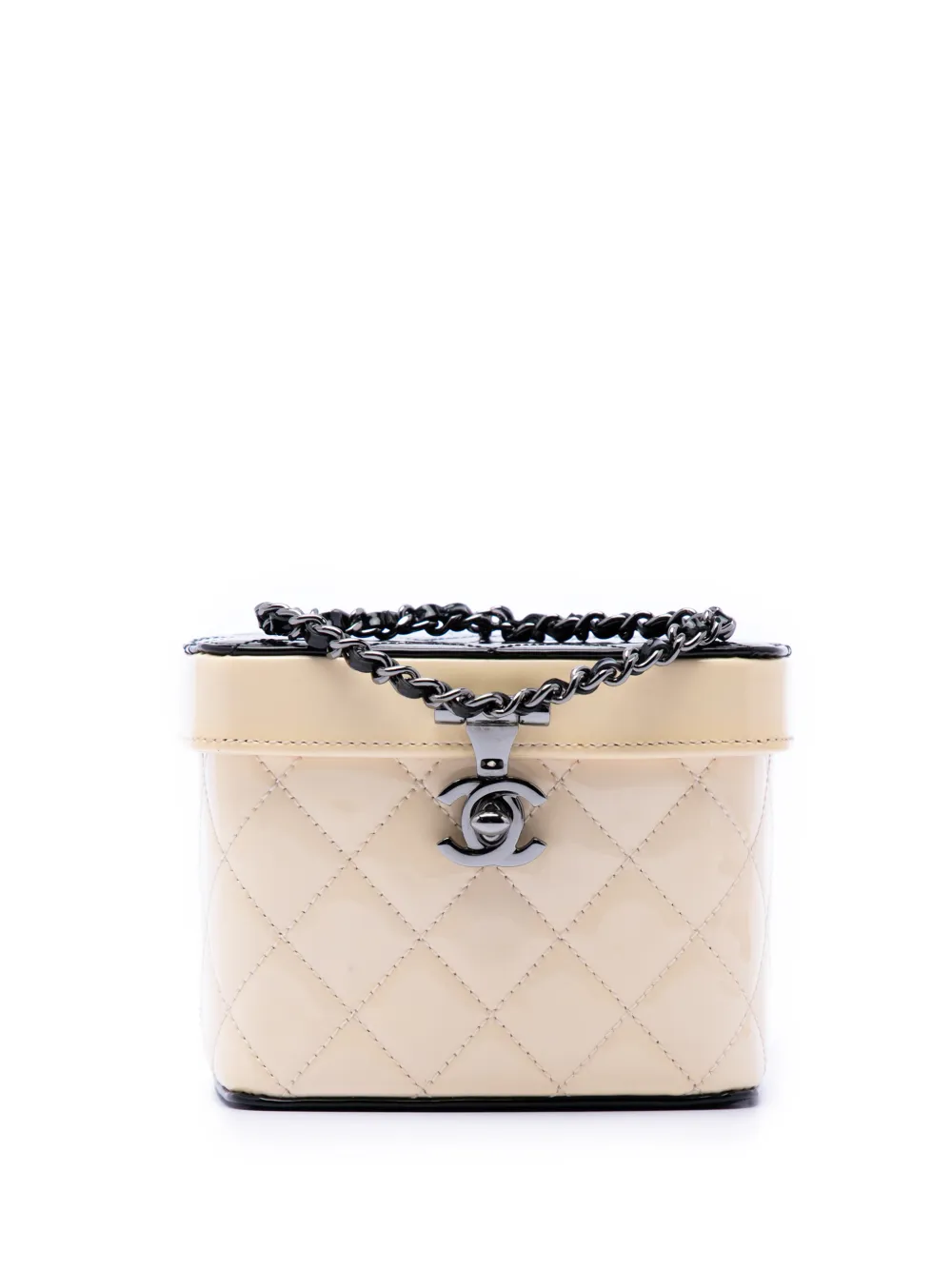 CHANEL Pre-Owned 2016-2017 Mini CC Quilted Patent vanity bag - Neutrals